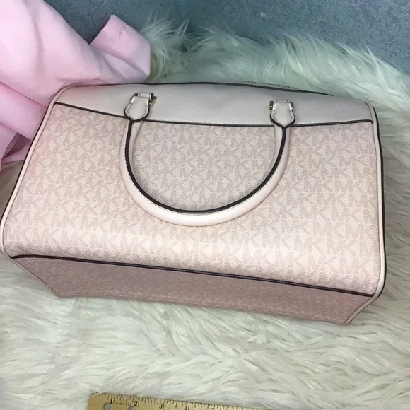 Michael kors pink monogram mk logo barrel satchel - Picture 9 of 16